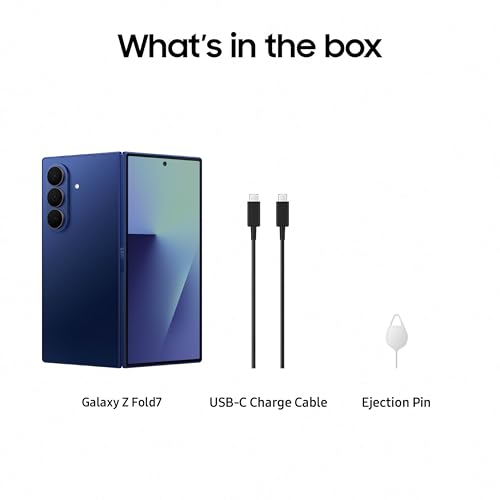 Samsung Galaxy Z Fold7 Cell Phone, 512GB AI Smartphone, Unlocked Android, AI Photo Edits, Large Screen, Long Battery Life, 2025, US 1 Yr Manufacturer Warranty, Blue Shadow