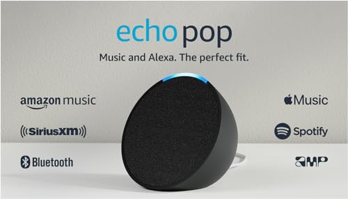 Amazon Echo Pop, Our smallest Alexa speaker, Fits in any room, Charcoal