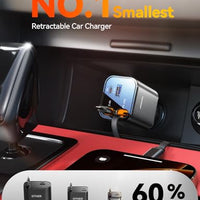 [2025 Ultra-Compact] 84W Retractable Car Charger, [PD 45W] Car Charger USB C for iPhone 16 17 Pro Fast Charging, Car Accessories Travel Essentials Gifts for Women Men for iPhone 17 Air 16 15 14 13 12