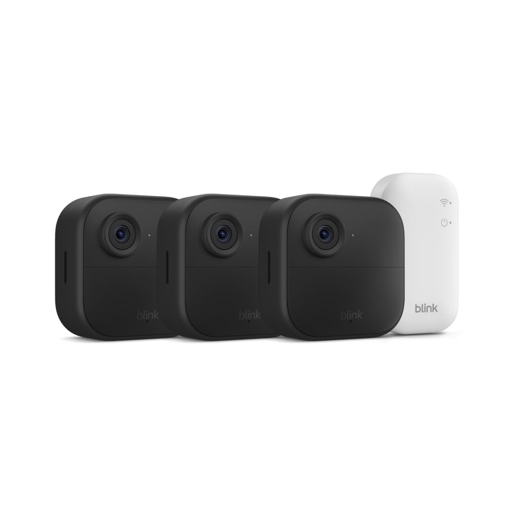 Blink Outdoor 4 – Wireless smart security camera, two-year battery life, 1080p HD day and infrared night live view, two-way talk. Sync Module Core included – 3 camera system - Volt-Edge Technologies®