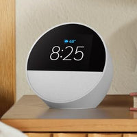 Amazon Echo Spot (newest model), Great for nightstands, offices and kitchens, Smart alarm clock with Alexa, Glacier White