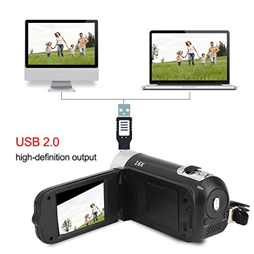 Digital Camcorder, DH-90 16X Digital Zoom 2.7 Inch Colourful Display Screen, High Definition Camera Image Video Shooting Camcorder US Plug 110-240V