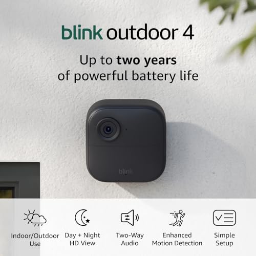 Blink Outdoor 4 – Wireless smart security camera, two-year battery, 1080p HD day and infrared night live view, two-way talk – 5 camera system - Volt-Edge Technologies®