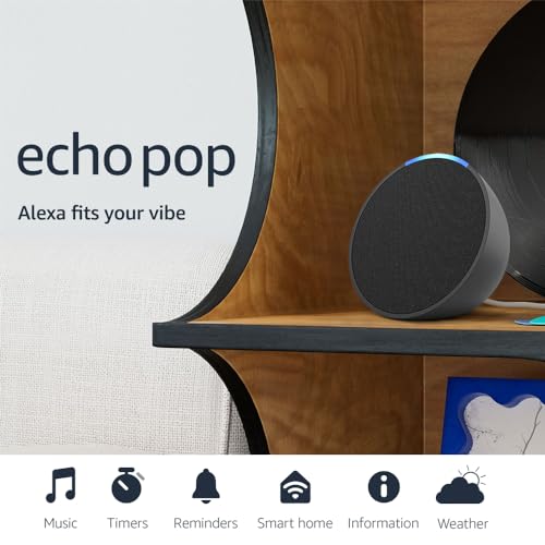 Amazon Echo Pop, Our smallest Alexa speaker, Fits in any room, Charcoal