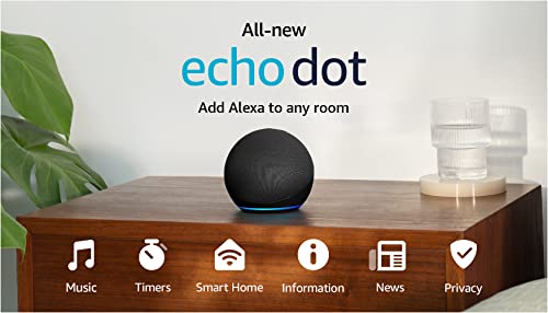 Amazon Echo Dot, Vibrant sounding Alexa speaker, Great for bedrooms, dining rooms and offices, Charcoal