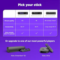 Roku Streaming Stick 4K - HDR & Dolby Vision Roku Streaming Device for TV with Voice Remote & Long-Range Wi-Fi - Free & Live TV