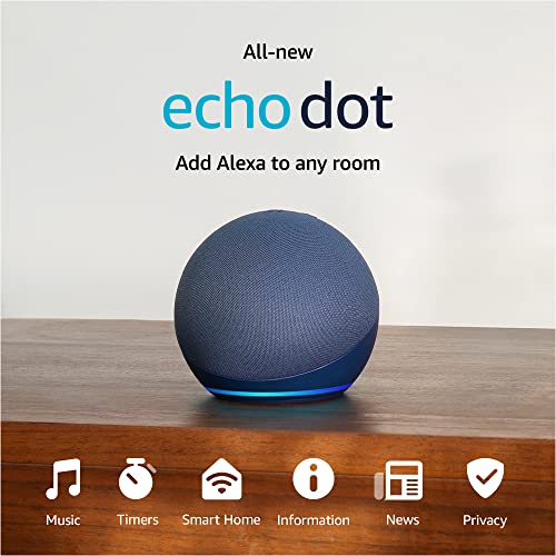 Amazon Echo Dot (newest model), Vibrant sounding Alexa speaker, Great for bedrooms, dining rooms and offices, Deep Sea Blue