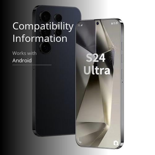 XUANMEIKE Unlocked Phone S24 Ultra Android Phone 8-core 8GB+256GB Cell Phone 7 inch HD Screen Mobile Phone 108MP+48MP Camera 6800 mAh Battery 5G Dual SIM (Titanium Black)