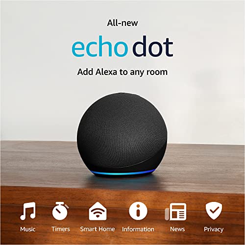 Amazon Echo Dot, Vibrant sounding Alexa speaker, Great for bedrooms, dining rooms and offices, Charcoal