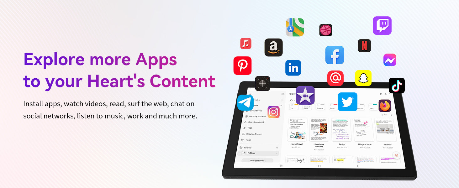 URAO 10 Inch Tablet Android 14 8GB(3+5 Expand) RAM 64GB ROM 1TB Expand 1280x800 IPS Screen 5000MAH Battery Dual Cameras WiFi 6