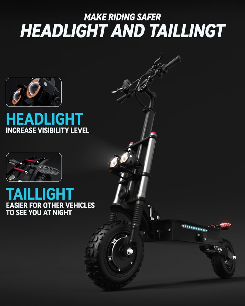 Adults Electric Scooter, Max Speed 50 MPH, 60V5600W High Power Dual Motor,Up to 50Miles Range Battery, 11 Inch Pneumatic Off-Road Tires with Detachable Seat for Daily Commuting US Standard Plug