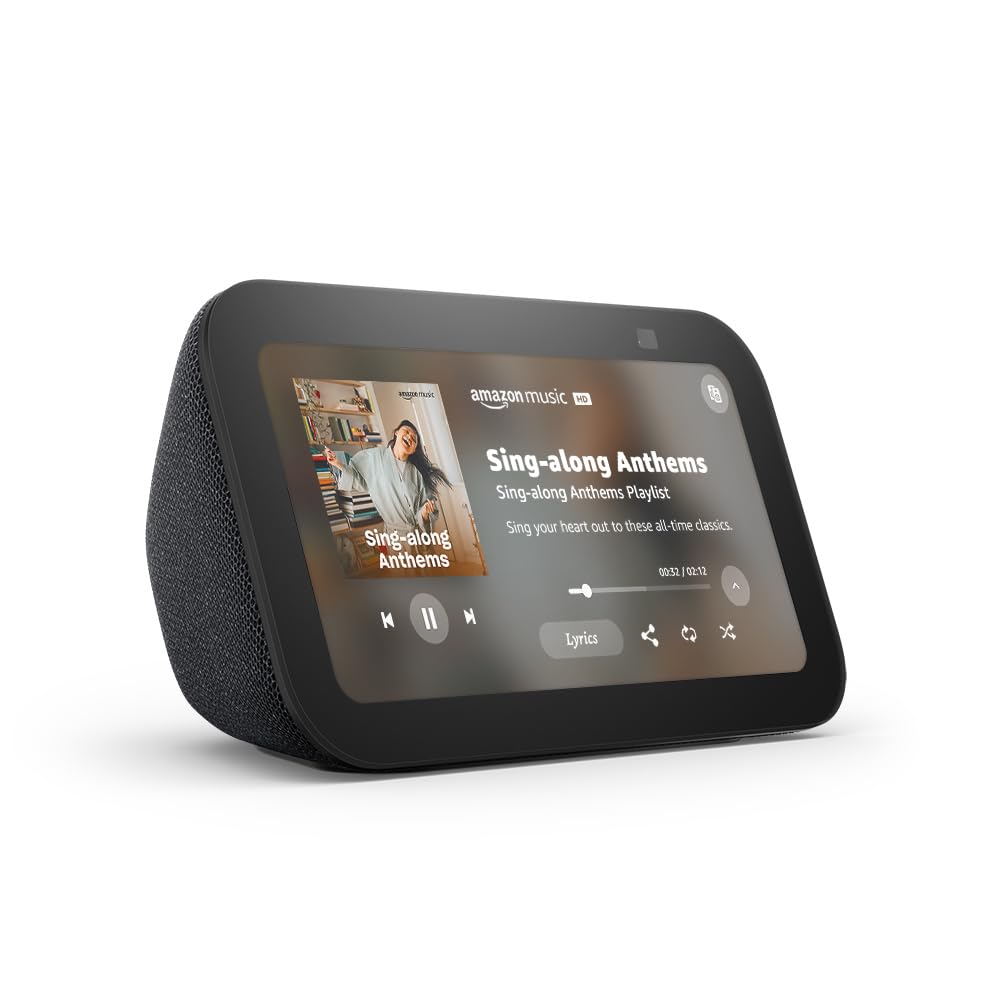 Amazon Echo Show 5, Smart display with 2x the bass and clearer sound, Charcoal