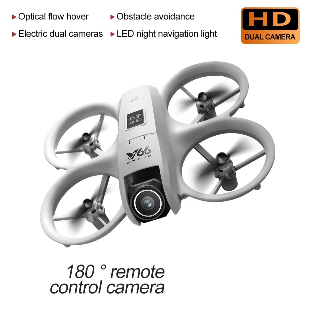 RC Small Drone with Dual Cameras, Propeller Guard, Altitude Hold, One-Key Takeoff, 3D Flips, 2 Batteries, Intelligent Obstacle Avoidance, Remote Control Helicopter Airplane, Hovering, APP Control, LED Lights, for Beginners FPV Palm Takeoff Mini Quadcopter