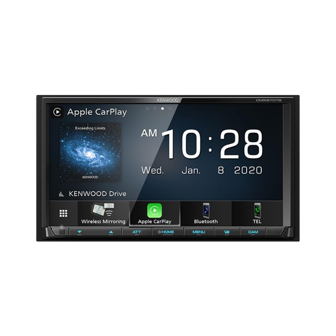 KENWOOD DMX9707S 6.95-Inch Capacitive Touch Screen, Car Stereo, Wired and Wireless CarPlay and Android Auto, Bluetooth, AM/FM Radio, MP3 Player, USB Port, Double DIN, 13-Band EQ, SiriusXM