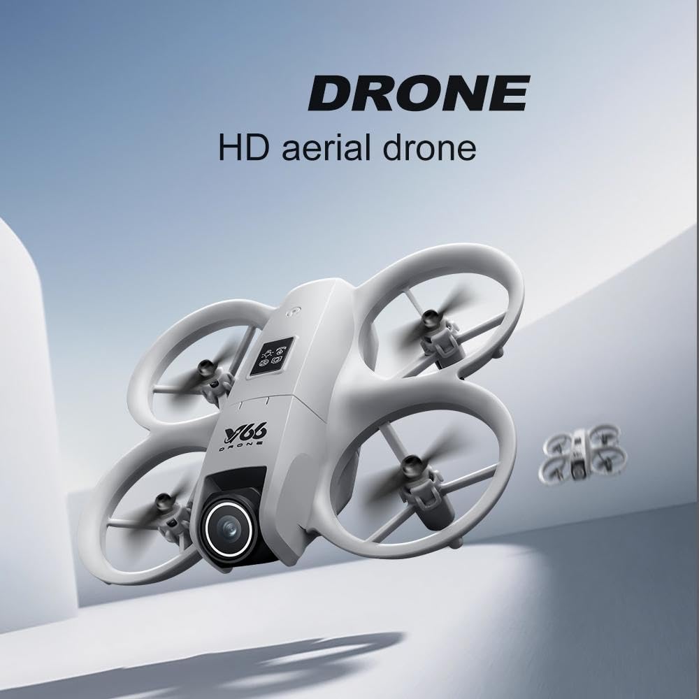 RC Small Drone with Dual Cameras, Propeller Guard, Altitude Hold, One-Key Takeoff, 3D Flips, 2 Batteries, Intelligent Obstacle Avoidance, Remote Control Helicopter Airplane, Hovering, APP Control, LED Lights, for Beginners FPV Palm Takeoff Mini Quadcopter