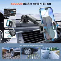 SUUSON Upgraded 3-in-1 Car Phone Holder Mount [Powerful Suction] Phone Mount for Car Dashboard Air Vent Windshield,for All iPhone Android Phone (Black)