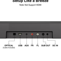 ULTIMEA 7.1ch Sound Bar with Subwoofer, Virtual Surround Sound System for TV, Sound Bar for Smart TV with 4 Surround Speakers, Peak Power 330W, TV Soundbar with App Control, Opt/AUX/BT, Aura A40 - Volt-Edge Technologies®