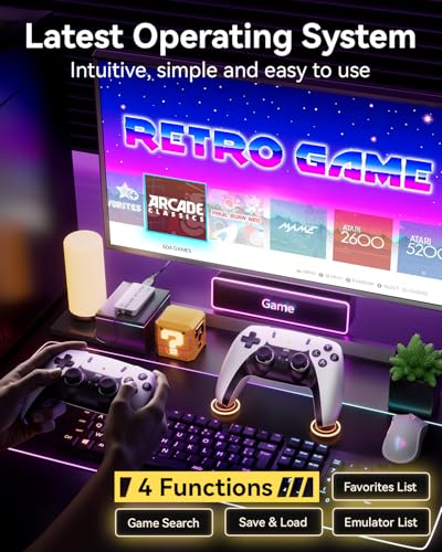 Retro Gaming Console, 20,000+ Retro Game Stick, 23 Emulators, 4K HD HDMI TV Game Stick, Built-in Classic Video Games, Plug & Play Game Console for TV with 2 Wireless Controllers