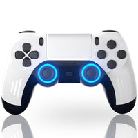 ThinTree P4 Style Wireless Controller Compatible for PS-5/Pro/Slim/PC, Gradient Color RGB mode/haptic feedback/1000 mAH battery/Motion Sensing/3.5mm Audio Jack (White and Black)