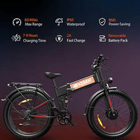 Folding Electric Bike for Adults, 3000W Peak Ebike, 48V 23Ah Removable Battery, Dual Motor 26" Fat Tire E-Bike, Up to 35MPH & 60 Miles Range, All-Terrain Electric Dirt Bike for Mountain & City Ride