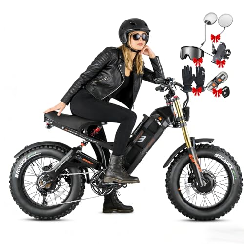 eAhora 2026 Romeo Electric Bike - Adults 40-50MPH 2500W/5600W Dual Motor 60V 80AH 250Miles Long Range Ebike, 26" Fat Tire Fast Electric Mountain Bike Full Suspension Off-Road E-Bike