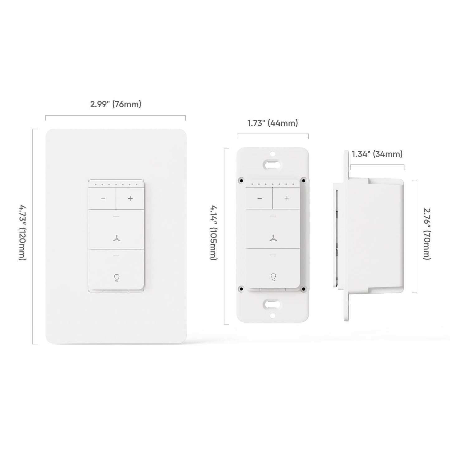 TREATLIFE Smart Ceiling Fan Control and Dimmer Light Switch 2PACK, Neutral Wire Needed, 2.4Ghz Single Pole Wi-Fi Fan Light Switch Combo, Works with Alexa, Google Home and SmartThings, Remote Control
