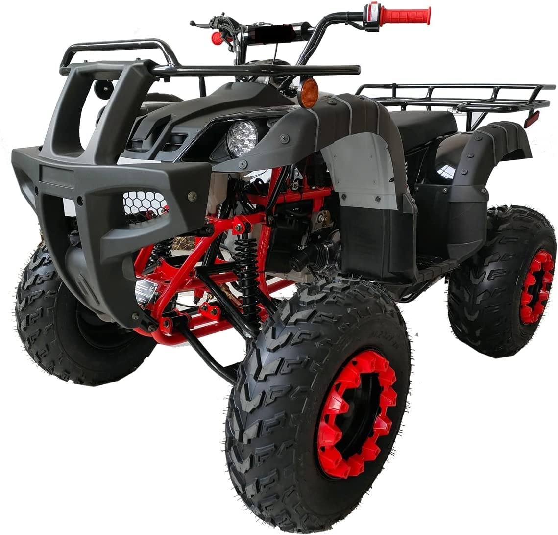 HHH 200cc ATV Quad Full Size ATV Full Big Size ATV for Adults Youth LED Lights Matching Rims and Automatic with Reverse (RED)