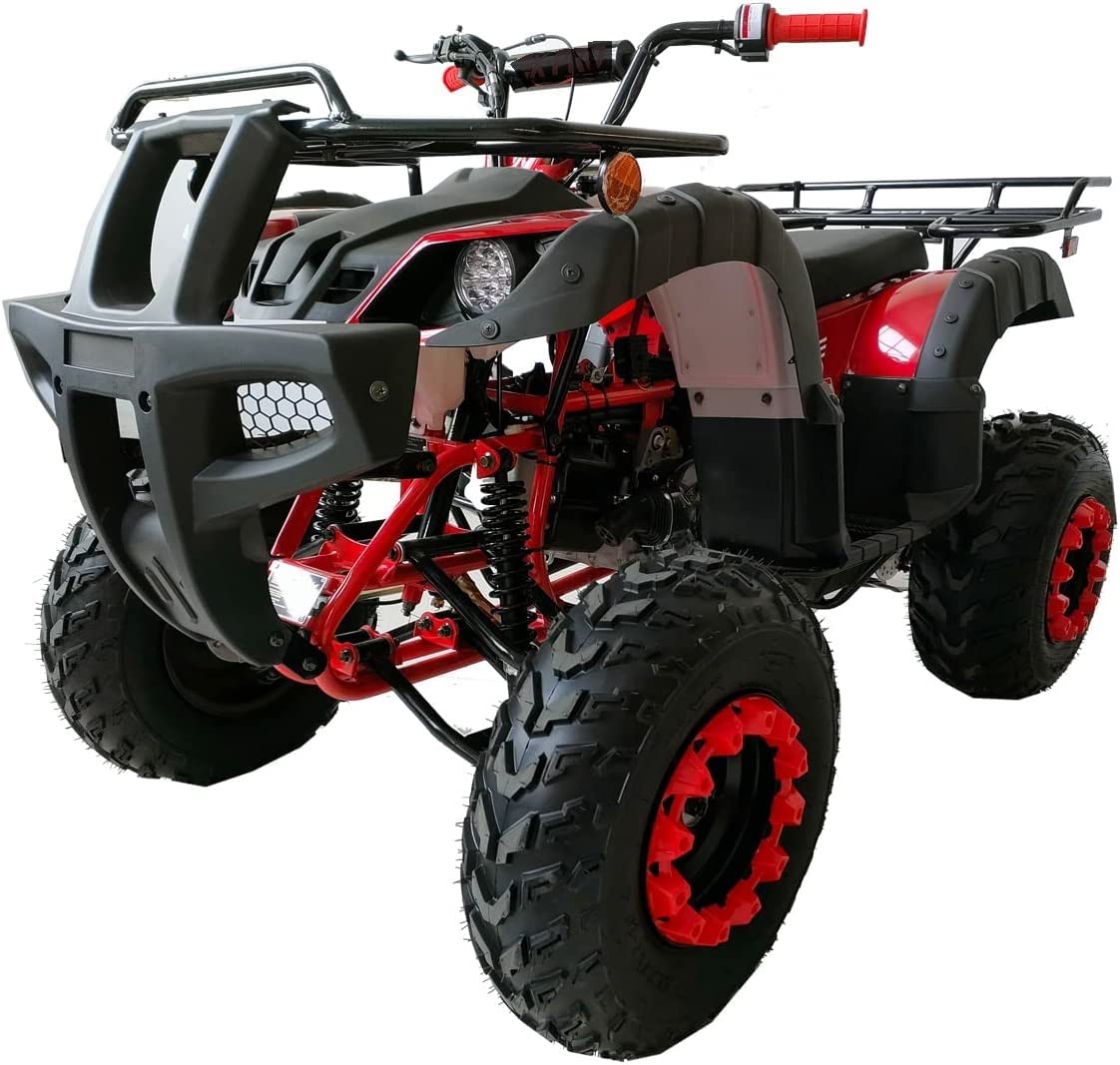 HHH 200cc ATV Quad Full Size ATV Full Big Size ATV for Adults Youth LED Lights Matching Rims and Automatic with Reverse (RED)