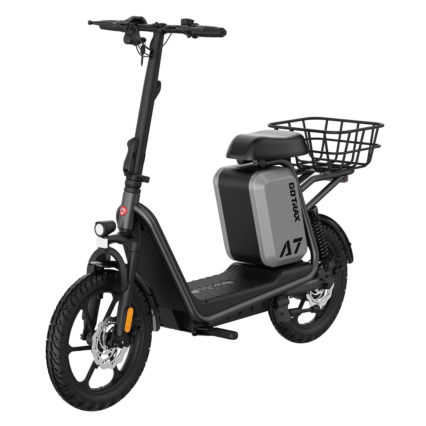 Gotrax A7 Electric Scooter for Adults-16 Pneumatic Tires, 500W Motor Hits 20 Mph, 28 Miles Range & 2 Gears, Comfortable Seat & Big Seat Bag, Wider Deck & Carry Basket for Daily Commuting Black