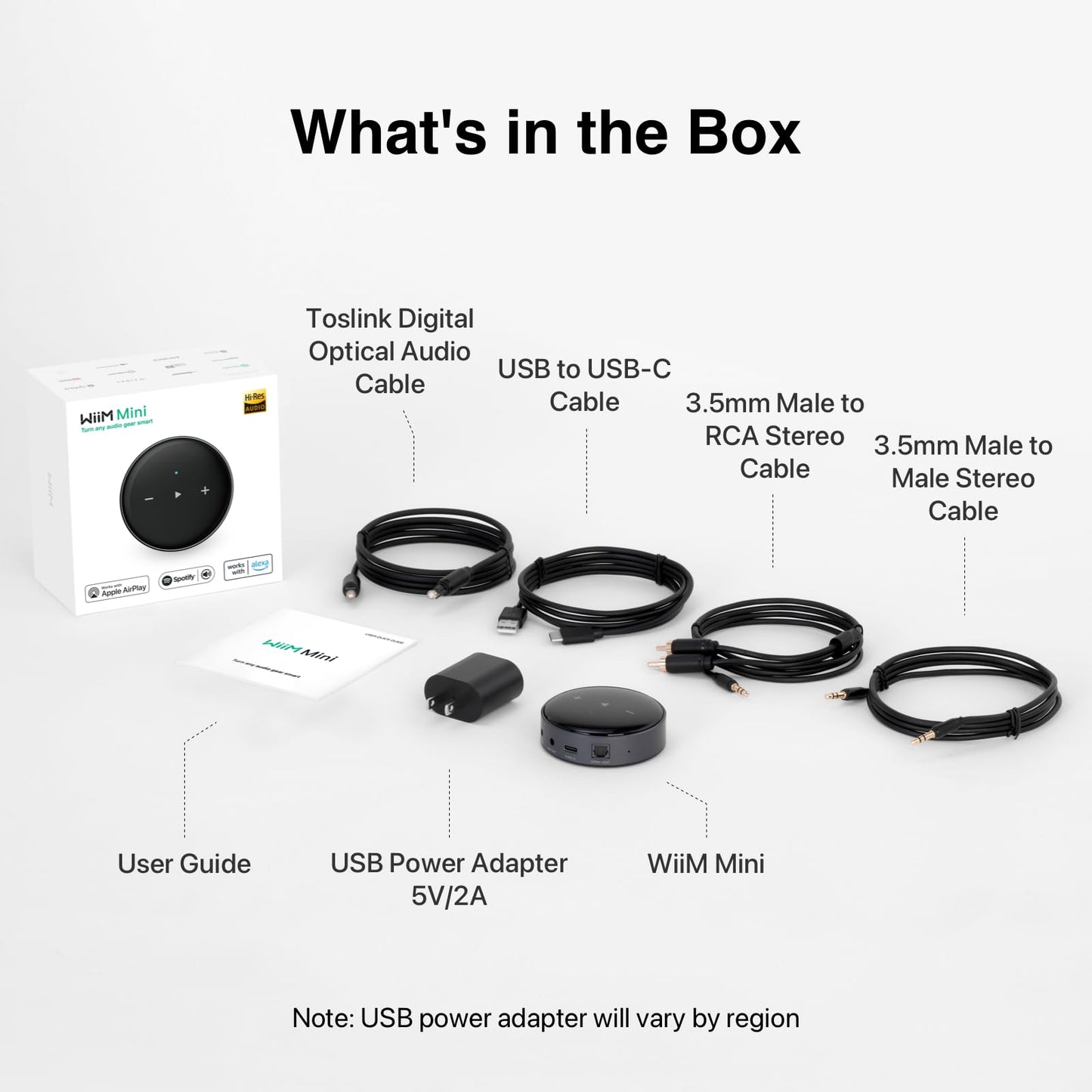 WiiM Mini AirPlay 2 Wireless Audio Streamer, Multiroom Stereo, Preamplifier, Works with Alexa and Siri Voice Assistants, Stream Hi-Res Audio from Amazon Music, Tidal and More