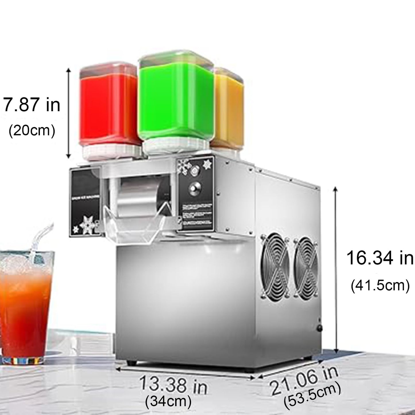 Snowflake Ice Machine, 265 Lbs/24H Speed Adjustable Shaved Ice Maker with 4x2.5L Barrels and Heat Dissipation Fans, 750W Electric Commercial Ice Shaver for Business or House (Silver)