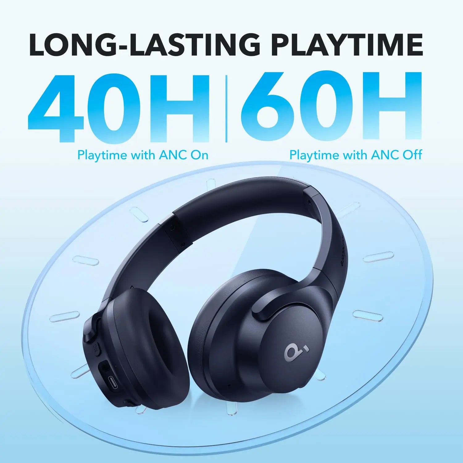 Soundcore by Anker Q20i Hybrid Active Noise Cancelling Headphones, Wireless Over-Ear Bluetooth, 40H Long ANC Playtime, Hi-Res Audio, Big Bass, Customize via an App, Transparency Mode (White) - Volt-Edge Technologies®