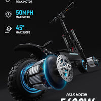 Adults Electric Scooter, Max Speed 50 MPH, 60V5600W High Power Dual Motor,Up to 50Miles Range Battery, 11 Inch Pneumatic Off-Road Tires with Detachable Seat for Daily Commuting US Standard Plug