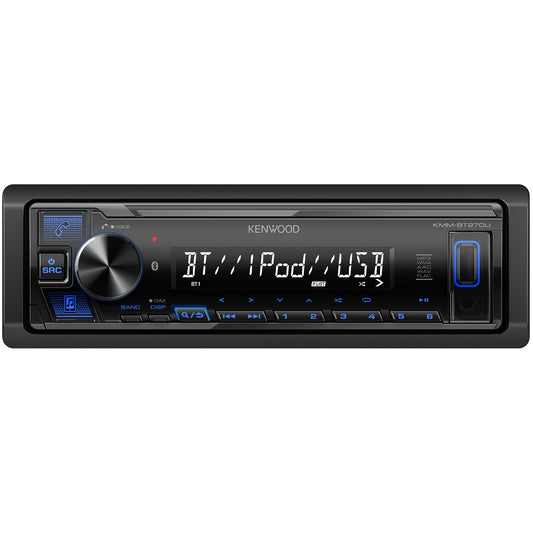 KENWOOD KMM-BT270U Bluetooth Digital Media Car Stereo Receiver with USB Port – AM/FM Radio, MP3 Player, High Contrast LCD, Detachable Face Plate, Single DIN, 13-Band EQ
