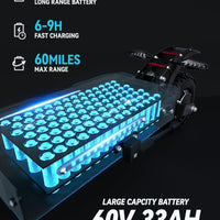 Adults Electric Scooter, Max Speed 50 MPH, 60V5600W High Power Dual Motor,Up to 50Miles Range Battery, 11 Inch Pneumatic Off-Road Tires with Detachable Seat for Daily Commuting US Standard Plug