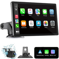 Wireless Carplay Screen for Car 7" HD Portable Car Stereo Touchscreen with Apple CarPlay and Android Auto with Mirror Link/Backup Camera/Bluetooth/GPS Navigation/AUX for All Vehicles