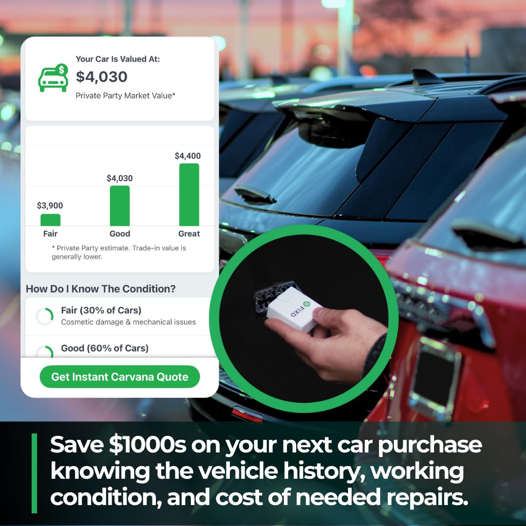 FIXD Bluetooth OBD2 Scanner for Car - Car Code Readers & Scan Tools for iPhone/Android - Wireless OBD2 Auto Diagnostic Tool - Check Engine & Fix All Vehicles 1996+ (1 Pack w/Free FIXD Premium Trial)