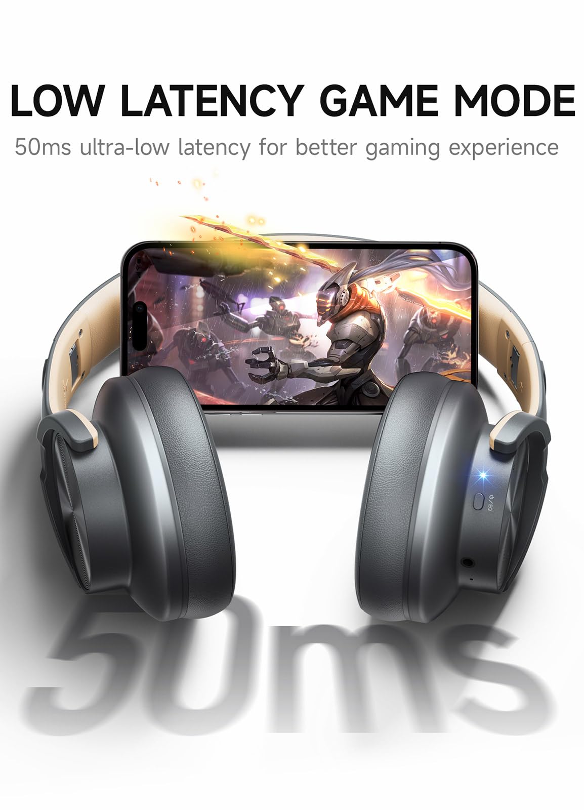 Picun B8 Bluetooth Headphones, 120H Playtime Headphone Wireless Bluetooth with 3 EQ Modes, Low Latency, Hands-Free Calls, Over Ear Headphones for Travel Home Office Cellphone PC Black - Volt-Edge Technologies®