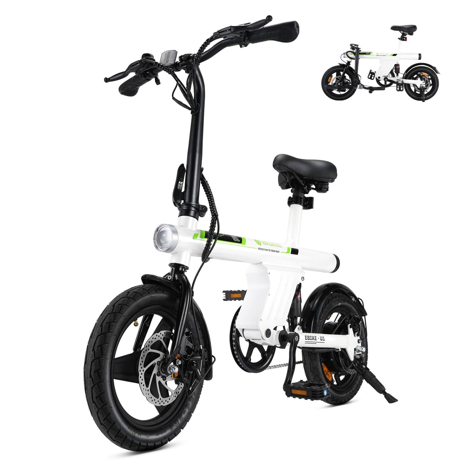 isinwheel U1 Electric Bike for Adults 750W Peak Motor, 20 mph Folding Ebike, 14" Adults Electric Bicycles with Smart Uphill, 280.8Wh Battery, 25 Miles PAS Range, Mini E Bikes for Adult and Teens