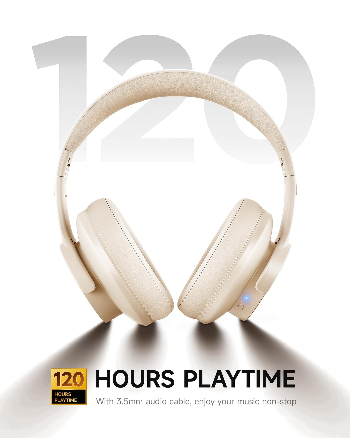 Picun B8 Bluetooth Headphones, 120H Playtime Headphone Wireless Bluetooth with 3 EQ Modes, Low Latency, Hands-Free Calls, Over Ear Headphones for Travel Home Office Cellphone PC Black - Volt-Edge Technologies®