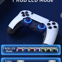 ThinTree P4 Style Wireless Controller Compatible for PS-5/Pro/Slim/PC, Gradient Color RGB mode/haptic feedback/1000 mAH battery/Motion Sensing/3.5mm Audio Jack (White and Black)