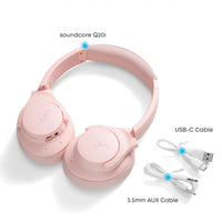 Soundcore by Anker Q20i Hybrid Active Noise Cancelling Headphones, Wireless Over-Ear Bluetooth, 40H Long ANC Playtime, Hi-Res Audio, Big Bass, Customize via an App, Transparency Mode (White)