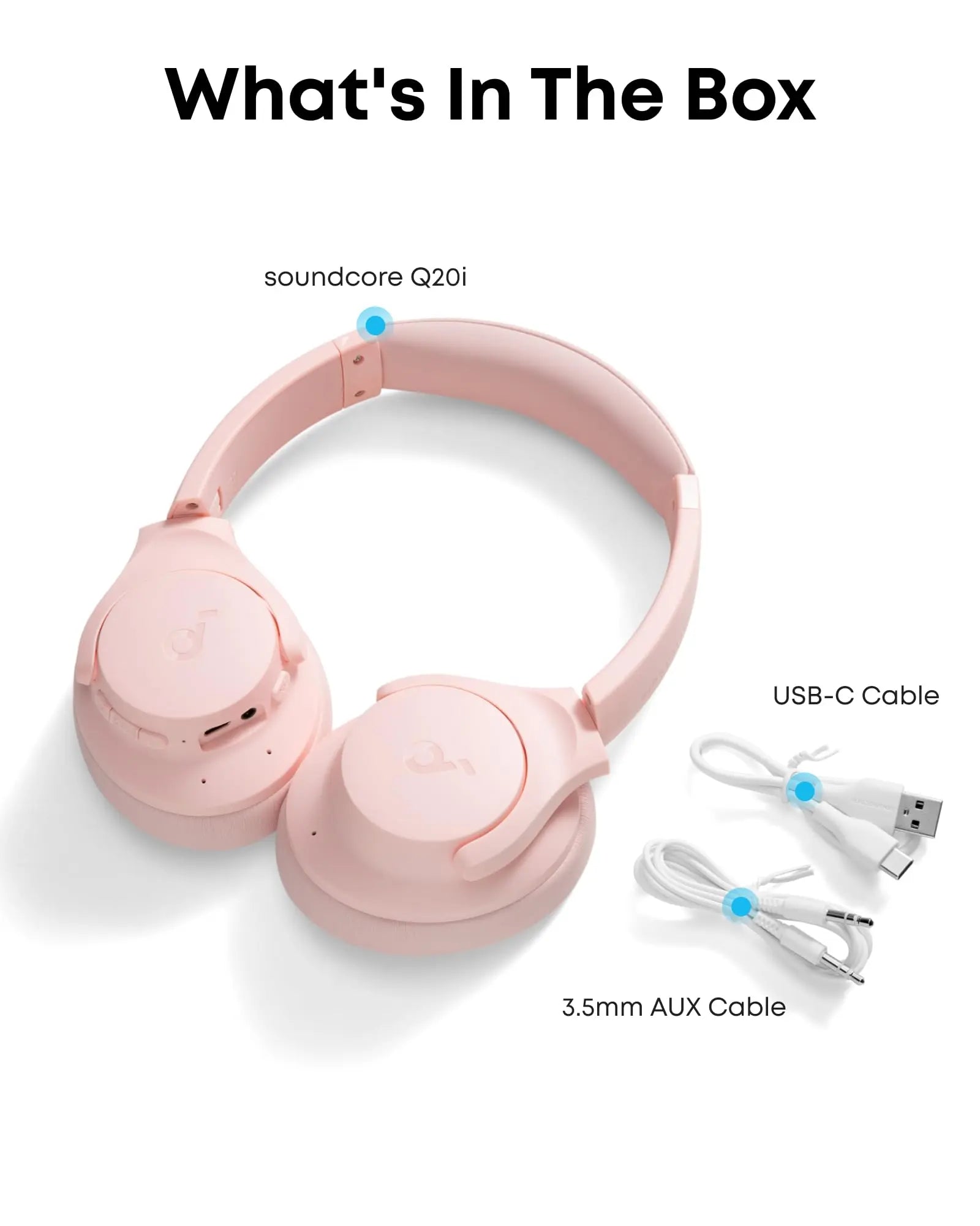 Soundcore by Anker Q20i Hybrid Active Noise Cancelling Headphones, Wireless Over-Ear Bluetooth, 40H Long ANC Playtime, Hi-Res Audio, Big Bass, Customize via an App, Transparency Mode (White)