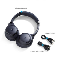Soundcore by Anker Q20i Hybrid Active Noise Cancelling Headphones, Wireless Over-Ear Bluetooth, 40H Long ANC Playtime, Hi-Res Audio, Big Bass, Customize via an App, Transparency Mode (White) - Volt-Edge Technologies®
