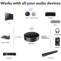 WiiM Mini AirPlay 2 Wireless Audio Streamer, Multiroom Stereo, Preamplifier, Works with Alexa and Siri Voice Assistants, Stream Hi-Res Audio from Amazon Music, Tidal and More