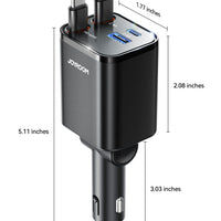 [2025 Ultra-Compact] 84W Retractable Car Charger, [PD 45W] Car Charger USB C for iPhone 16 17 Pro Fast Charging, Car Accessories Travel Essentials Gifts for Women Men for iPhone 17 Air 16 15 14 13 12