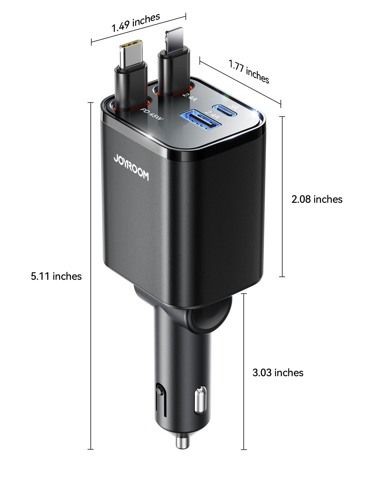 [2025 Ultra-Compact] 84W Retractable Car Charger, [PD 45W] Car Charger USB C for iPhone 16 17 Pro Fast Charging, Car Accessories Travel Essentials Gifts for Women Men for iPhone 17 Air 16 15 14 13 12