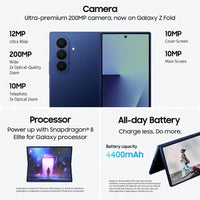 Samsung Galaxy Z Fold7 Cell Phone, 512GB AI Smartphone, Unlocked Android, AI Photo Edits, Large Screen, Long Battery Life, 2025, US 1 Yr Manufacturer Warranty, Blue Shadow