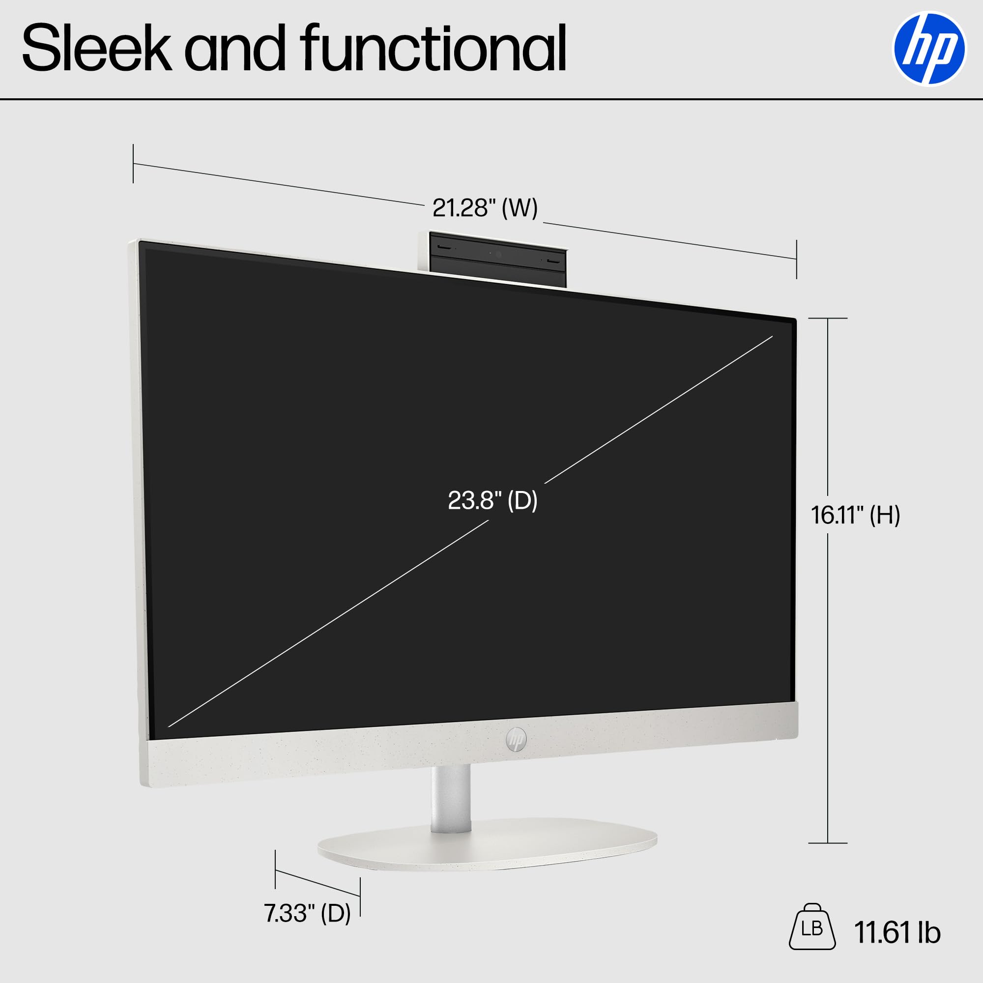 HP 24 Touchscreen All-in-One Desktop Computer for Home and School, Intel Processor, 23.8" FHD Display, 32GB DDR4 RAM, 1TB PCIe SSD, WiFi 6, Bluetooth 5.3, Business AIO, White