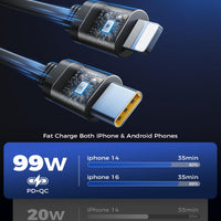 Retractable Car Charger, SUPERONE 99W Car Phone Charger with Cables Fast Charging, USB C Car Charger Adapter for iPhone 17 16 15 14 13 12, Samsung, Black